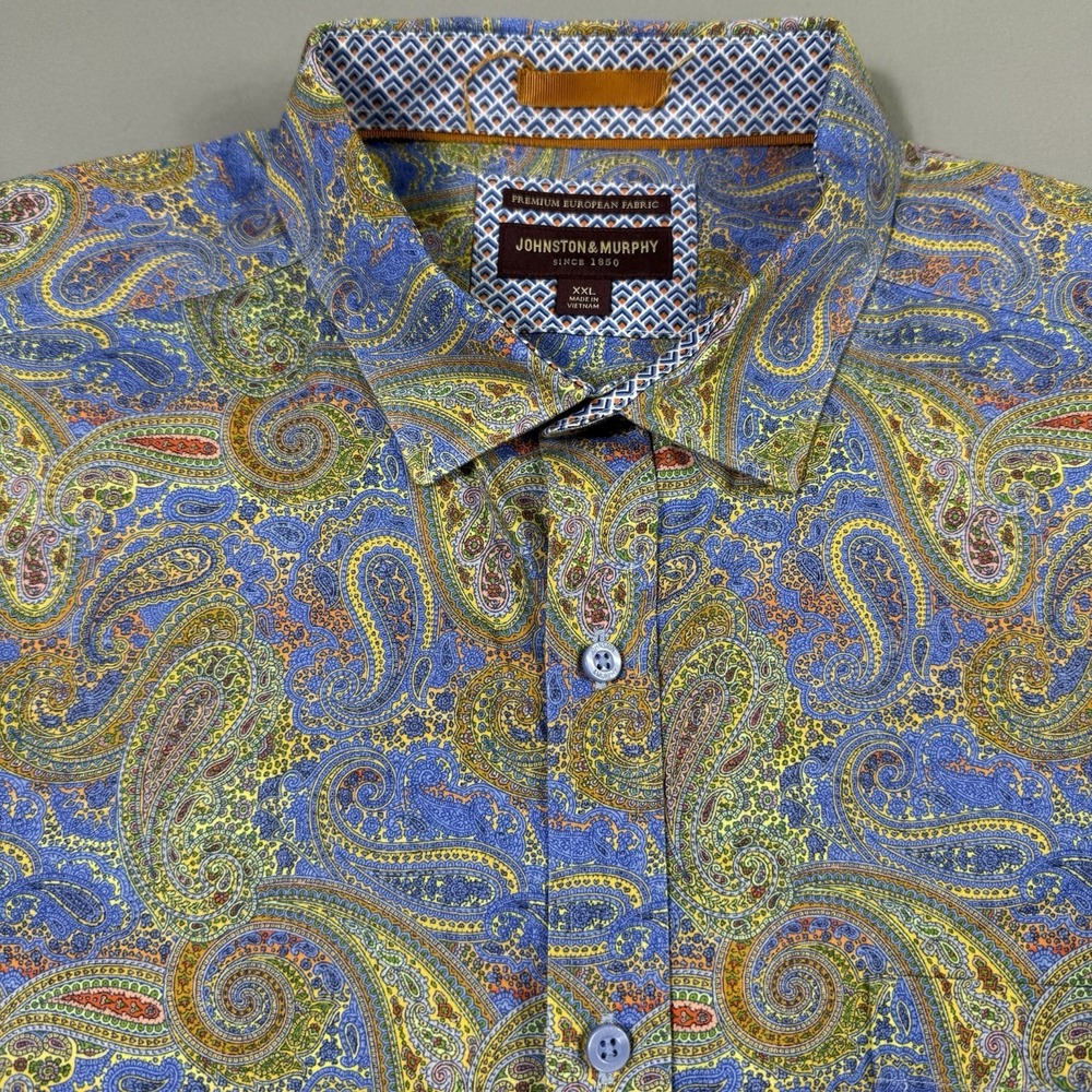 Johnston & Murphy Shirt Mens XXL‎ Long-Sleeve Button Up All Over Paisely Print